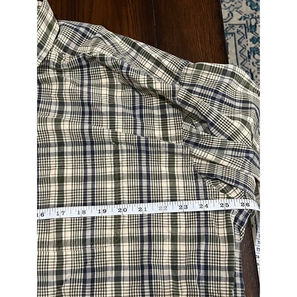 L.L. Bean Plaid Button Down Shirt Blue Green Cream Casual Professional Men's XL - Picture 3 of 6